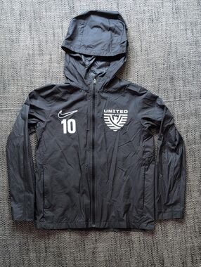 Nike Black Hooded United Soccer Windbreaker with White Logos